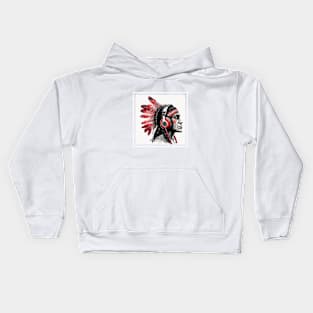 american native with headphones Kids Hoodie